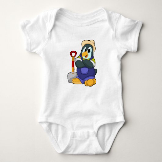 Pinguin als Bauer mit Shovel Baby Strampler (Vorderseite)