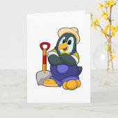 Pinguin als Bauer mit Shovel Karte (Gelbe Blume)