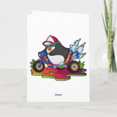 Pinguin als Biker mit Motorrad Karte (Rückseite)