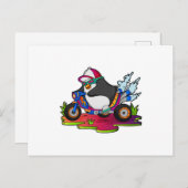 Pinguin als Biker mit Motorrad Postkarte (Vorne/Hinten)
