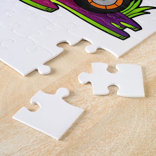 Pinguin als Biker mit Motorrad Puzzle (Seite)