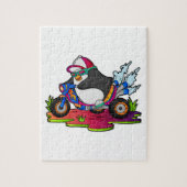 Pinguin als Biker mit Motorrad Puzzle (Vertikal)