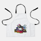 Pinguin als Biker mit Motorrad Schürze (Vorderseite)