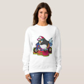 Pinguin als Biker mit Motorrad Sweatshirt (Vorne ganz)