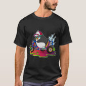 Pinguin als Biker mit Motorrad T-Shirt (Vorderseite)