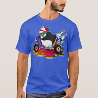 Pinguin als Biker mit Motorrad T-Shirt