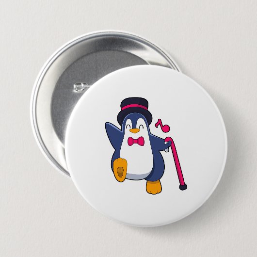 Pinguin als Bräutigam mit Krawatte Button (Vorne & Hinten)