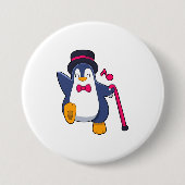 Pinguin als Bräutigam mit Krawatte Button (Vorderseite)