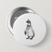Pinguin als Doktor mit Doctor's Coat Button (Vorne & Hinten)
