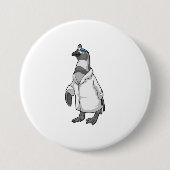 Pinguin als Doktor mit Doctor's Coat Button (Vorderseite)
