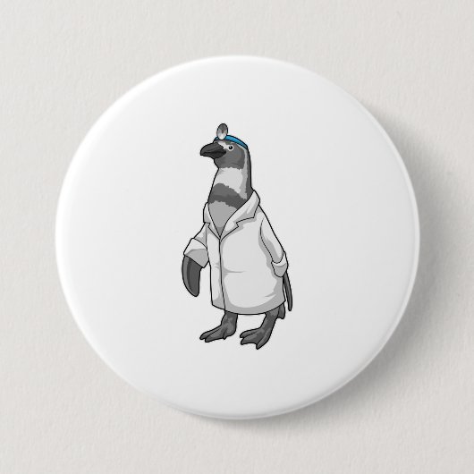Pinguin als Doktor mit Doctor's Coat Button (Vorderseite)