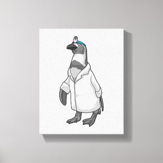 Pinguin als Doktor mit Doctor's Coat Leinwanddruck (Vorderseite)