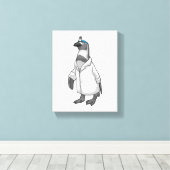 Pinguin als Doktor mit Doctor's Coat Leinwanddruck (Insitu (Holzboden))