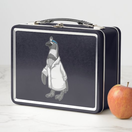 Pinguin als Doktor mit Doctor's Coat Metall Brotdose (Beispiel)