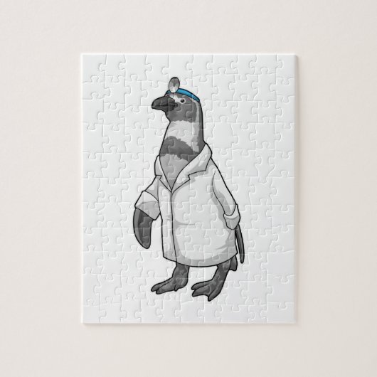 Pinguin als Doktor mit Doctor's Coat Puzzle (Vertikal)
