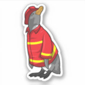 Pinguin als Feuerwehrmann mit Helmet Aufkleber (Vorderseite)