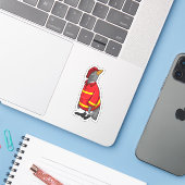Pinguin als Feuerwehrmann mit Helmet Aufkleber (Laptop mit iPhone)