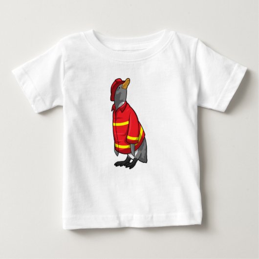 Pinguin als Feuerwehrmann mit Helmet Baby T-shirt (Vorderseite)