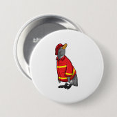 Pinguin als Feuerwehrmann mit Helmet Button (Vorne & Hinten)