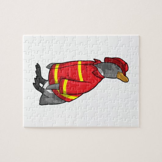 Pinguin als Feuerwehrmann mit Helmet Puzzle (Horizontal)