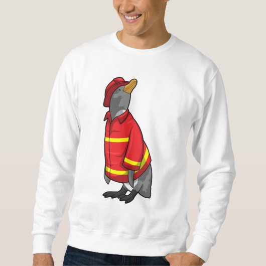 Pinguin als Feuerwehrmann mit Helmet Sweatshirt (Vorderseite)