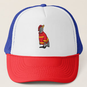 Pinguin als Feuerwehrmann mit Helmet Truckerkappe