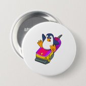 Pinguin als Friseur mit Razor Button (Vorne & Hinten)