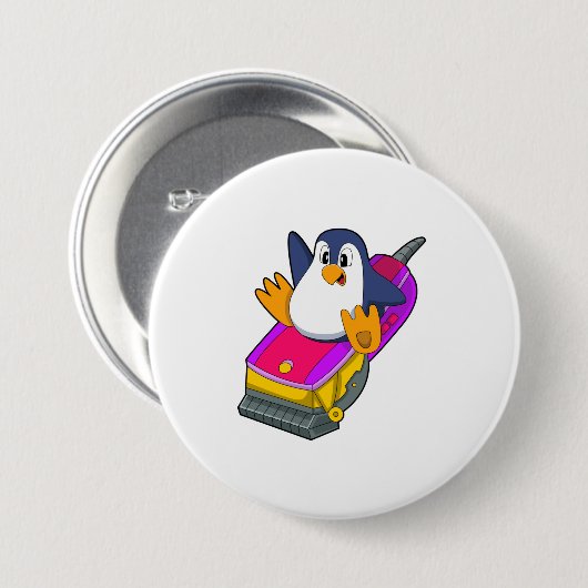 Pinguin als Friseur mit Razor Button (Vorne & Hinten)