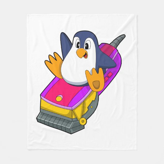 Pinguin als Friseur mit Razor Fleecedecke (Vorderseite)