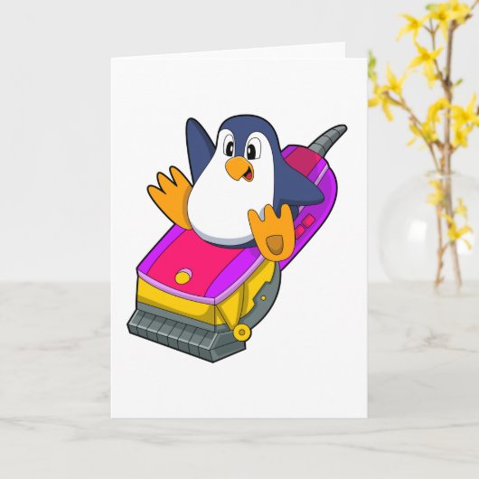 Pinguin als Friseur mit Razor Karte (Gelbe Blume)