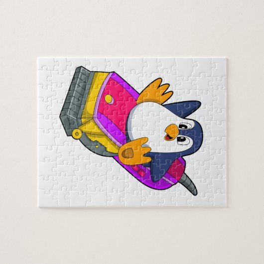 Pinguin als Friseur mit Razor Puzzle (Horizontal)