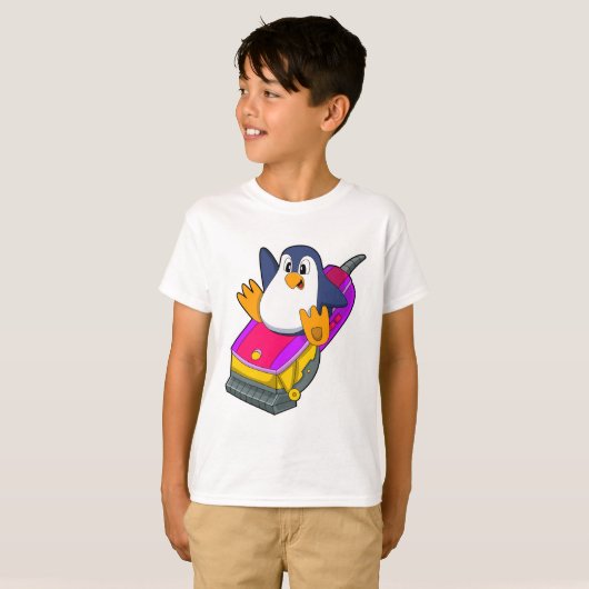 Pinguin als Friseur mit Razor T-Shirt (Vorne ganz)