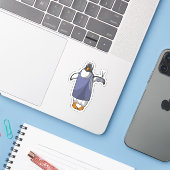 Pinguin als Friseur mit Schere Aufkleber (Laptop mit iPhone)