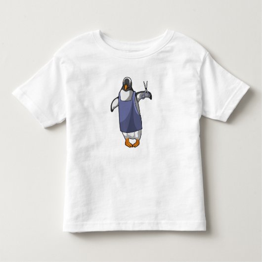 Pinguin als Friseur mit Schere Kleinkind T-shirt (Vorderseite)