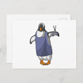 Pinguin als Friseur mit Schere Postkarte (Vorne/Hinten)