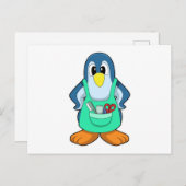 Pinguin als Friseur mit Schere & Razor Postkarte (Vorne/Hinten)