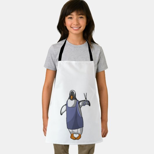 Pinguin als Friseur mit Schere Schürze (Insitu)