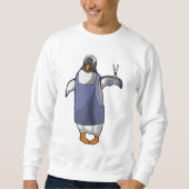 Pinguin als Friseur mit Schere Sweatshirt (Vorderseite)