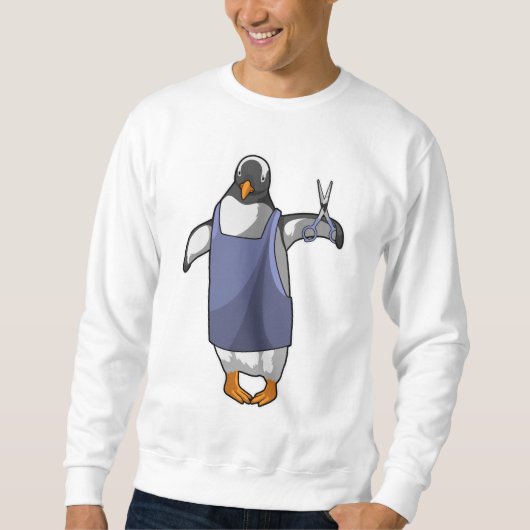Pinguin als Friseur mit Schere Sweatshirt (Vorderseite)