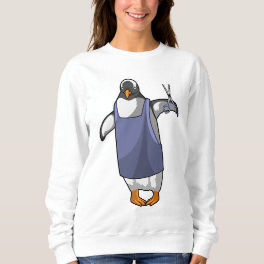 Pinguin als Friseur mit Schere Sweatshirt (Vorderseite)