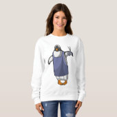 Pinguin als Friseur mit Schere Sweatshirt (Vorne ganz)