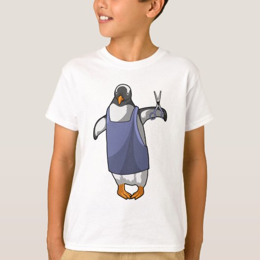 Pinguin als Friseur mit Schere T-Shirt (Vorderseite)