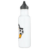 Pinguin als Fußballspieler mit Fußball Edelstahlflasche (Rechts)