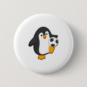 Pinguin als Fußballspieler mit Fußball T-Shirt  Button