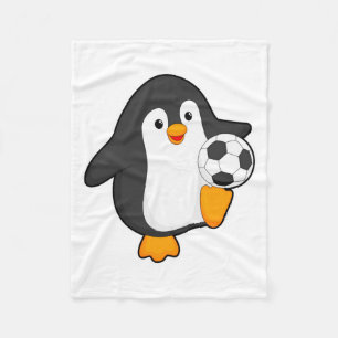 Pinguin als Fußballspieler mit Fußball-T-Shirt Fleecedecke