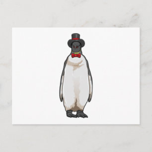 Pinguin als Gentleman mit Hut Postkarte