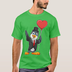 Pinguin als Groom mit Herz Ballon T-Shirt