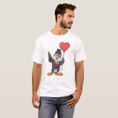 Pinguin als Groom mit Herz Ballon T-Shirt (Vorne ganz)