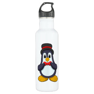 Pinguin als Groom mit Ribbon & Hut Edelstahlflasche