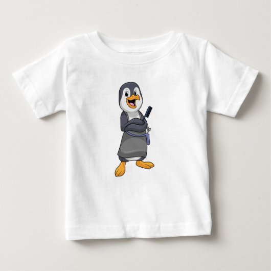 Pinguin als Haarstylistin mit Kamm Baby T-shirt (Vorderseite)